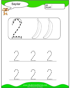okul öncesi 1 sayısı çizgi çalışması